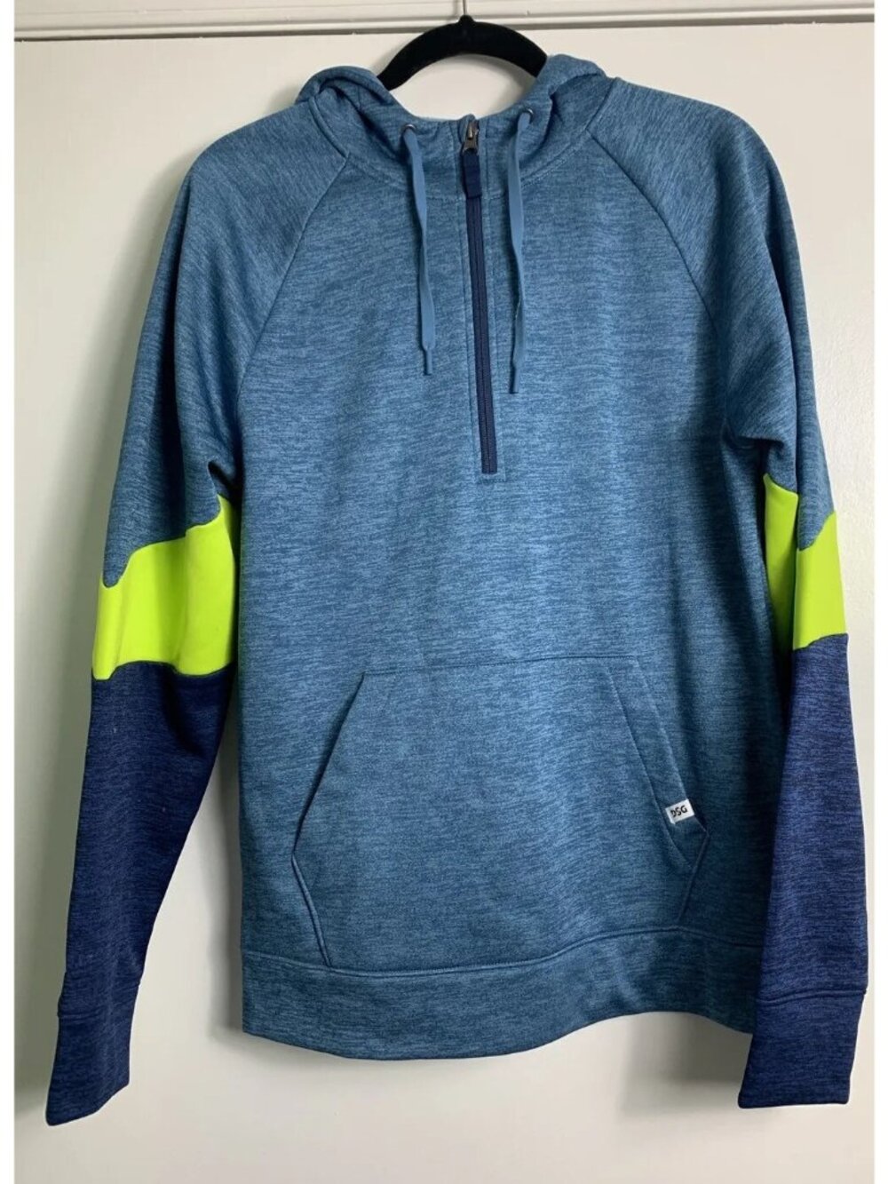 DSG Mens Heather Small Blue Quarter Zip Pullover Hoodie Athletic